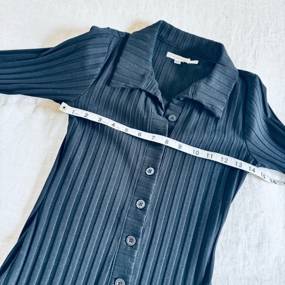 Good American ribbed Black Button-Down‎ Dress 0 90’s, goth, sexy - Picture 8 of 11